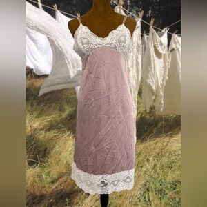 Vintage Lace Festival Coquette Feminine Romantic Silky Lingerie Slip Dress